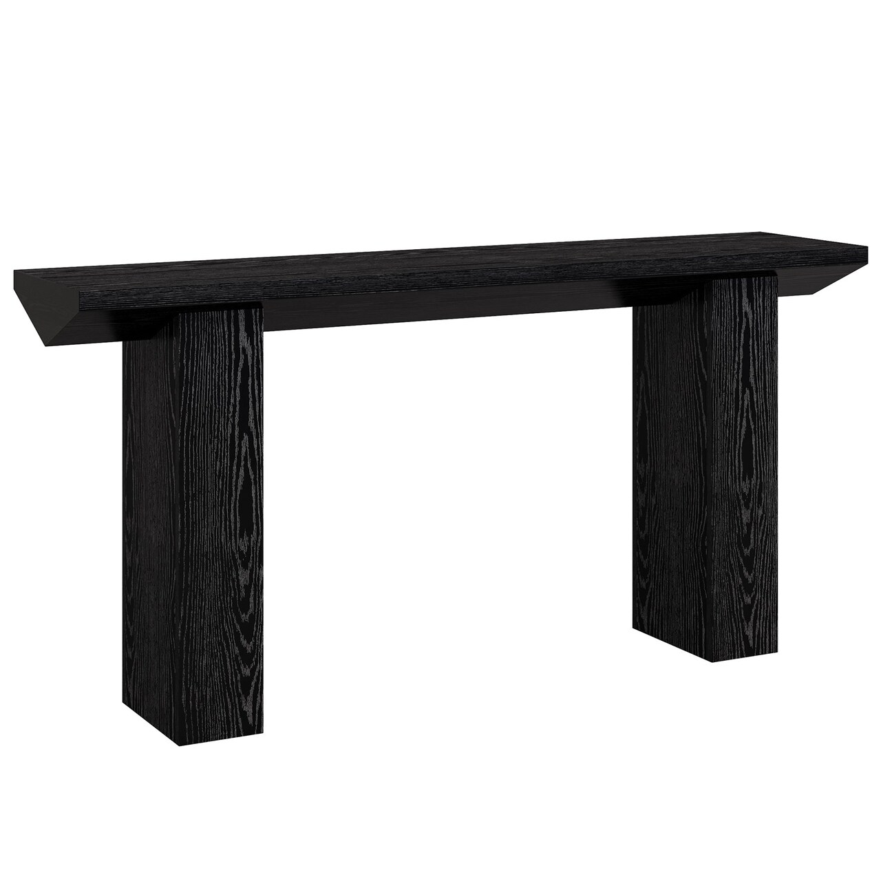 Black MDF Sofa Table with Triangular Side Panels and Modern Design